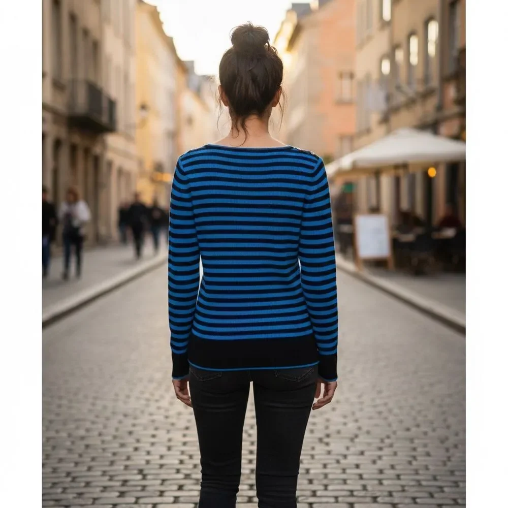NWT Karl Lagerfeld Paris Signature Stretch Knit Sweater Size M